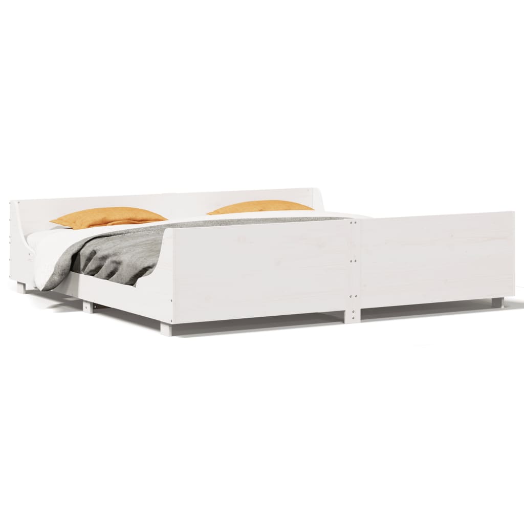 Bed Frame without Mattress White 200x200 cm Solid Wood Pine