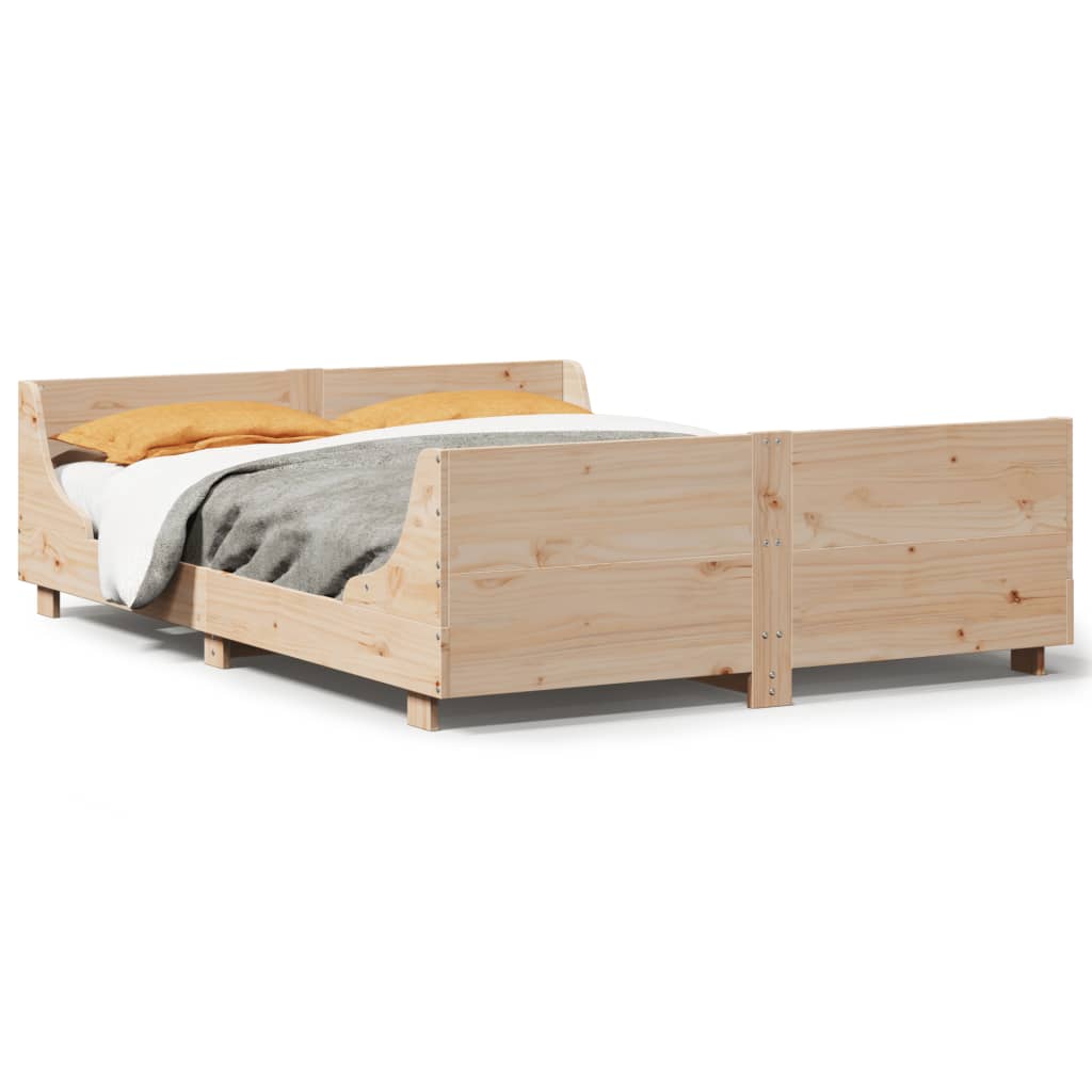 Bed Frame without Mattress 140x190 cm Solid Wood Pine
