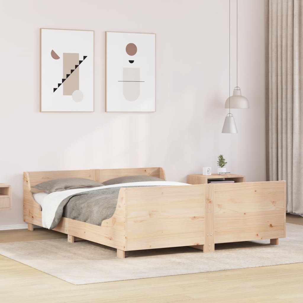 Bed Frame without Mattress 140x190 cm Solid Wood Pine