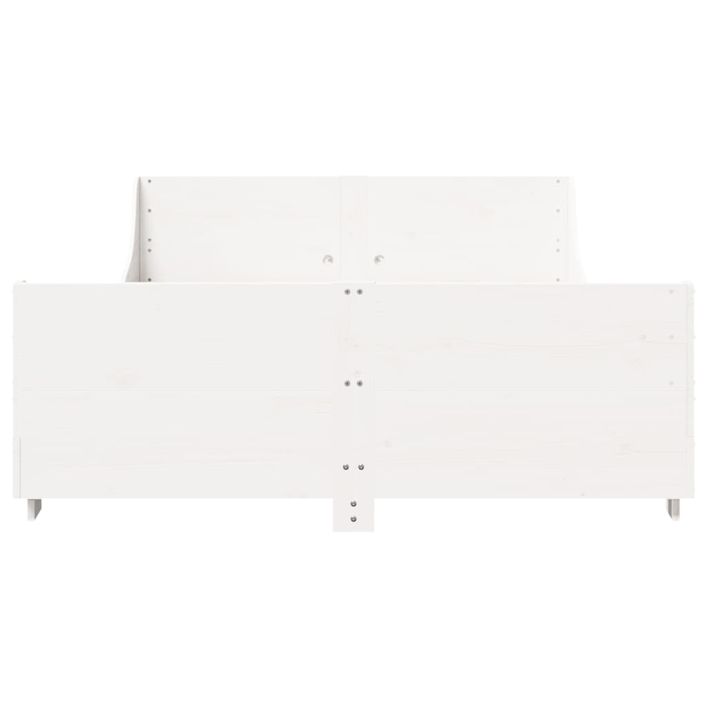 Bed Frame without Mattress White 135x190 cm Double Solid Wood Pine