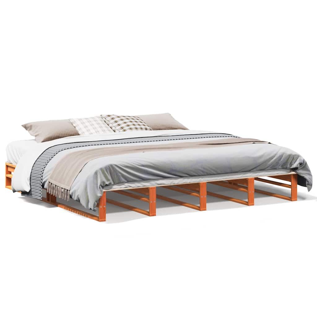Bed Frame without Mattress Wax Brown 180x200 cm Super King Solid Wood Pine