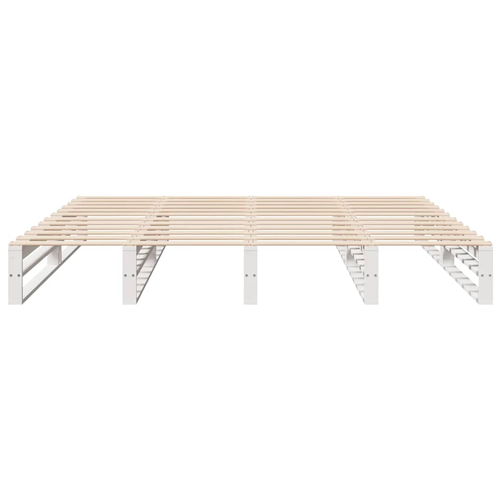 Bed Frame without Mattress White 200x200 cm Solid Wood Pine