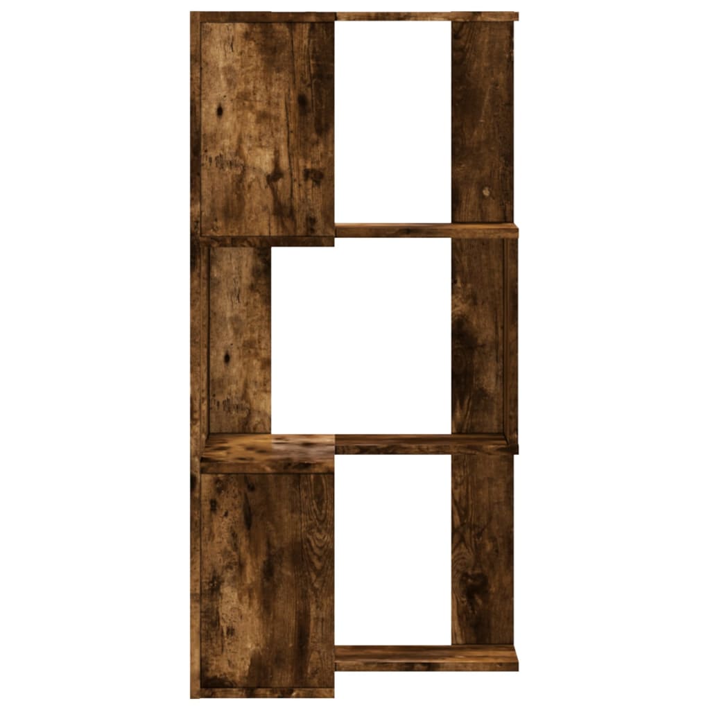 Corner Bookcase 3-Tier Smoked Oak 50x50x102 cm Engineered Wood