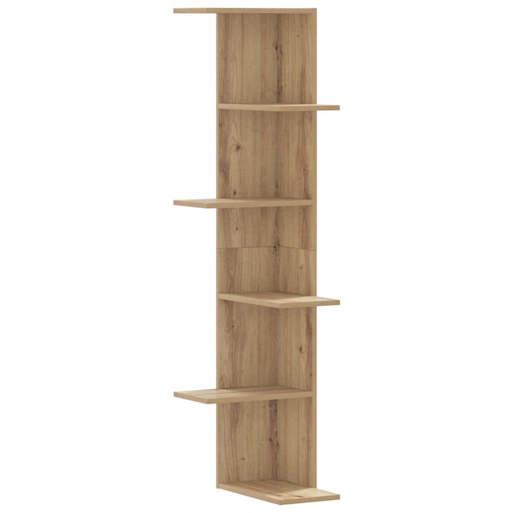 Wall Corner Shelf Artisian Oak 36.5x36.5x140 cm Engineered Wood