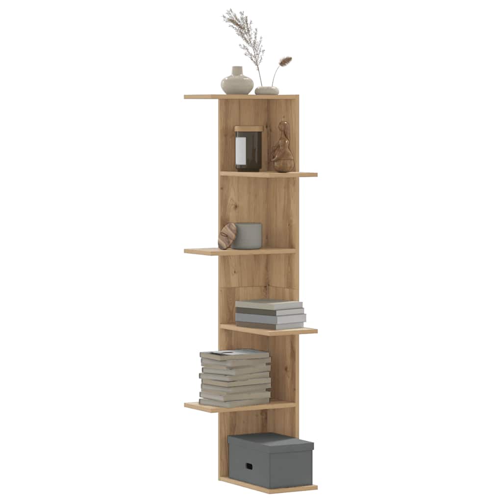 Wall Corner Shelf Artisian Oak 36.5x36.5x140 cm Engineered Wood