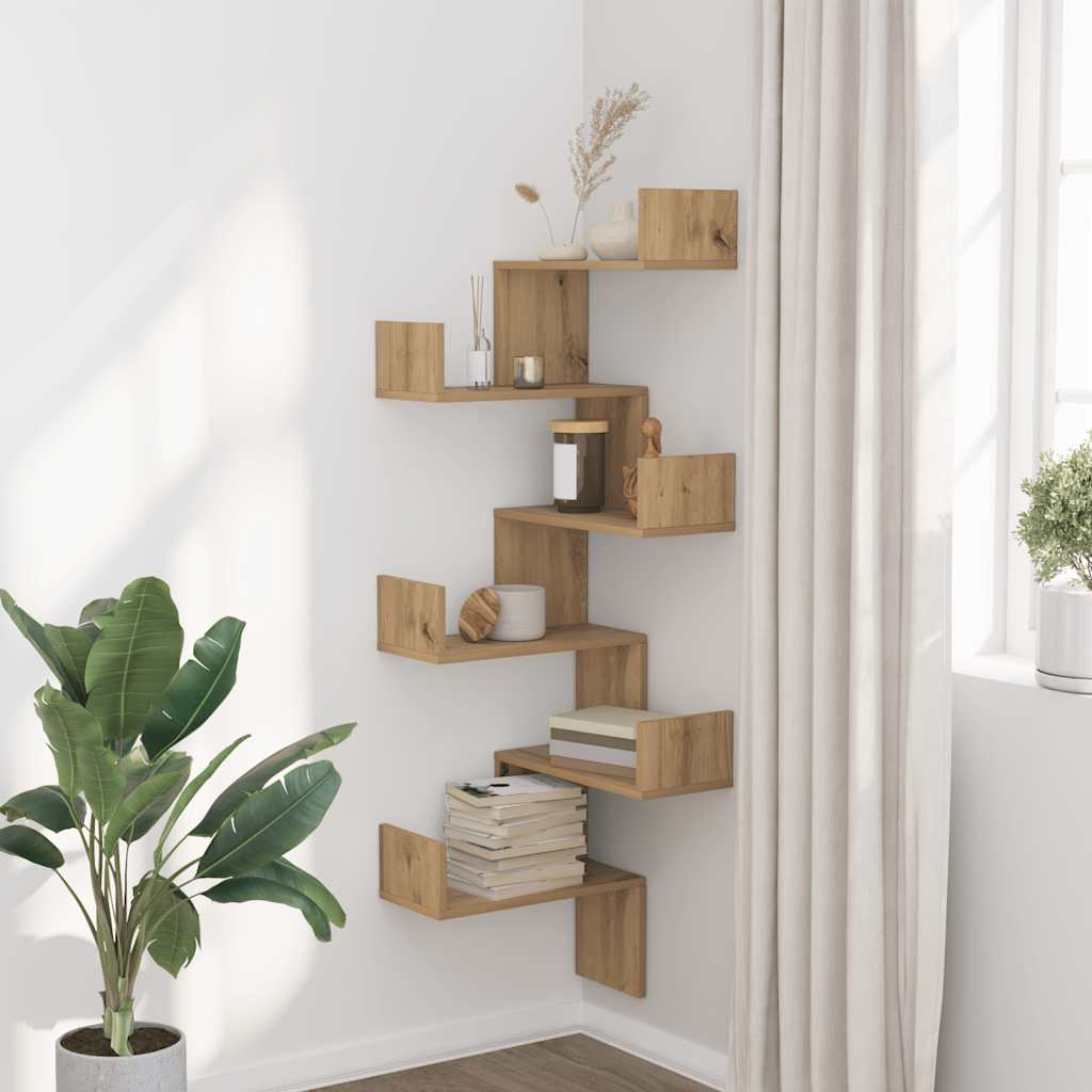 Wall Corner Shelf Artisian Oak 45x45x147 cm Engineered Wood