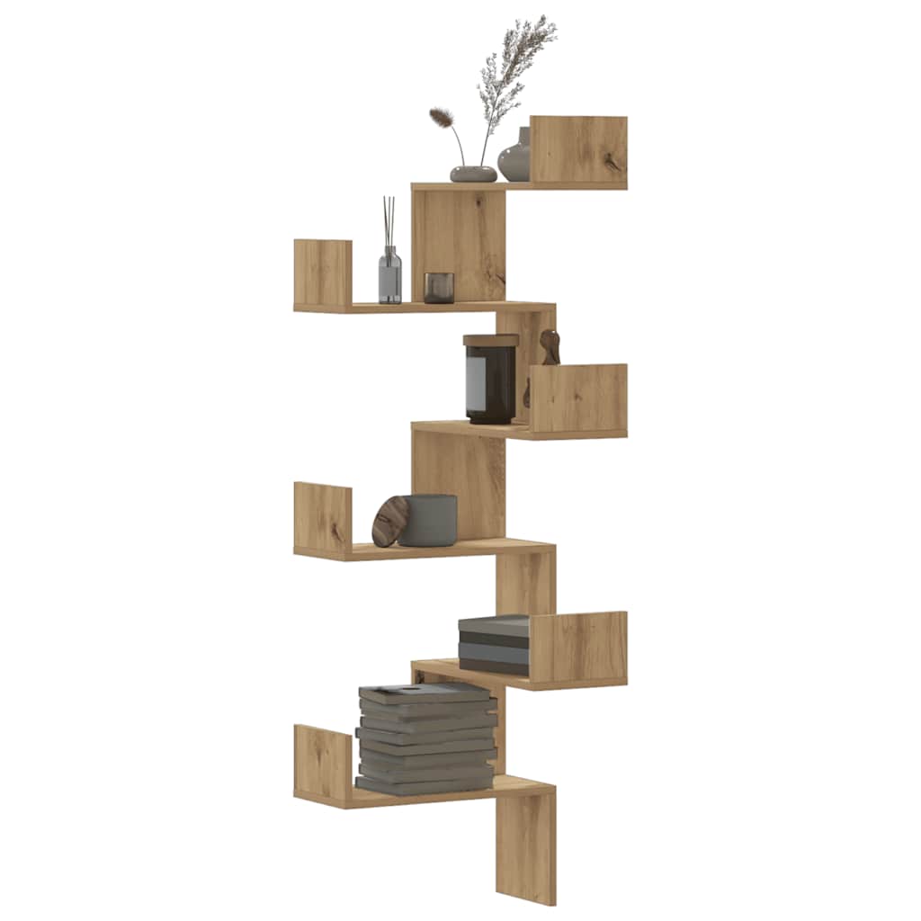 Wall Corner Shelf Artisian Oak 45x45x147 cm Engineered Wood