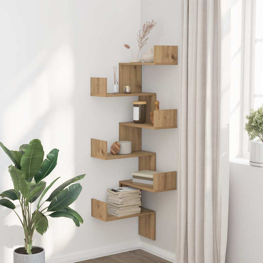 Wall Corner Shelf Artisian Oak 45x45x147 cm Engineered Wood