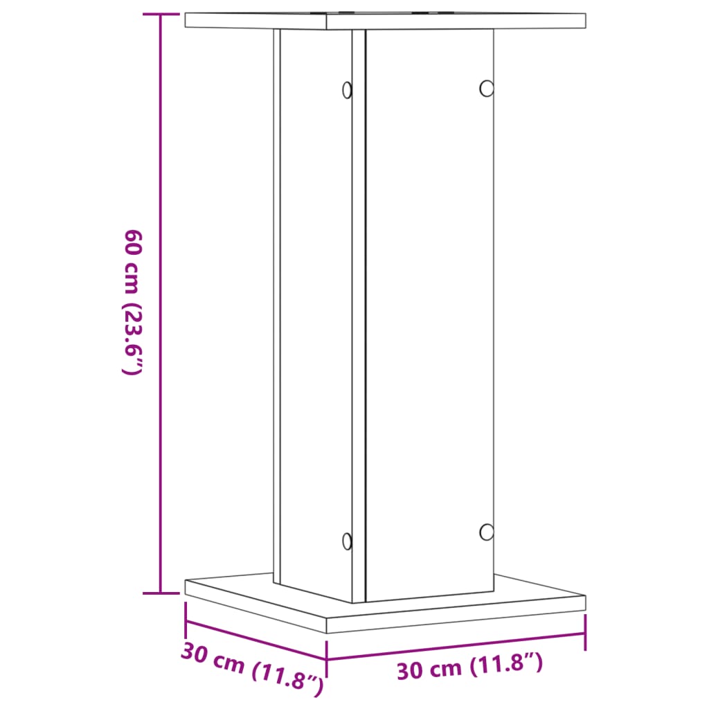 vidaXL Speaker Stands 2 pcs Sonoma Oak 30x30x60 cm Engineered Wood