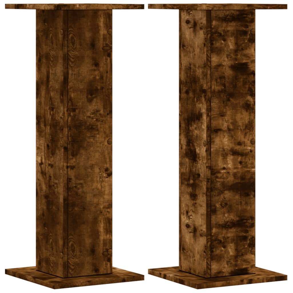 vidaXL Speaker Stands 2 pcs Smoked Oak 30x30x80 cm Engineered Wood