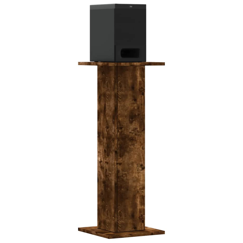 vidaXL Speaker Stands 2 pcs Smoked Oak 30x30x80 cm Engineered Wood