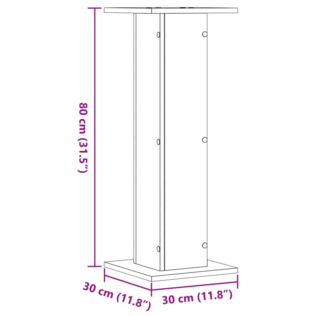 vidaXL Speaker Stands 2 pcs Smoked Oak 30x30x80 cm Engineered Wood