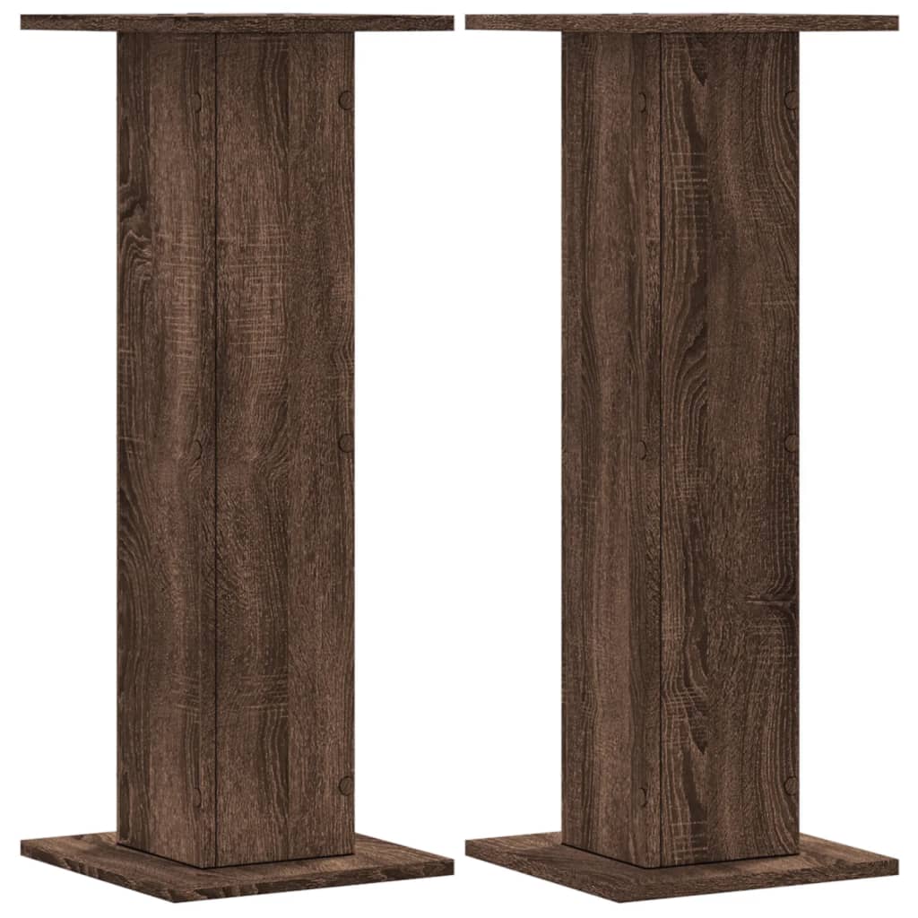 vidaXL Speaker Stands 2 pcs Brown Oak 30x30x80 cm Engineered Wood