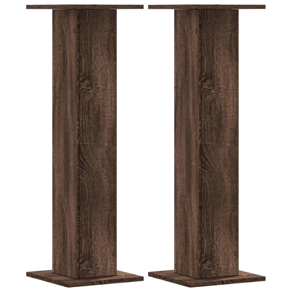 vidaXL Speaker Stands 2 pcs Brown Oak 30x30x95 cm Engineered Wood