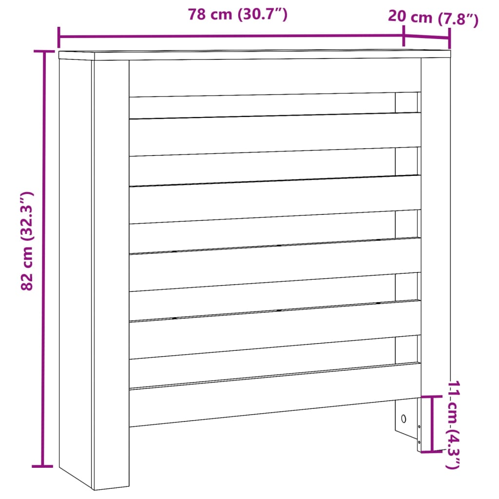 Radiator Cover White 78x20x82 cm Engineered Wood