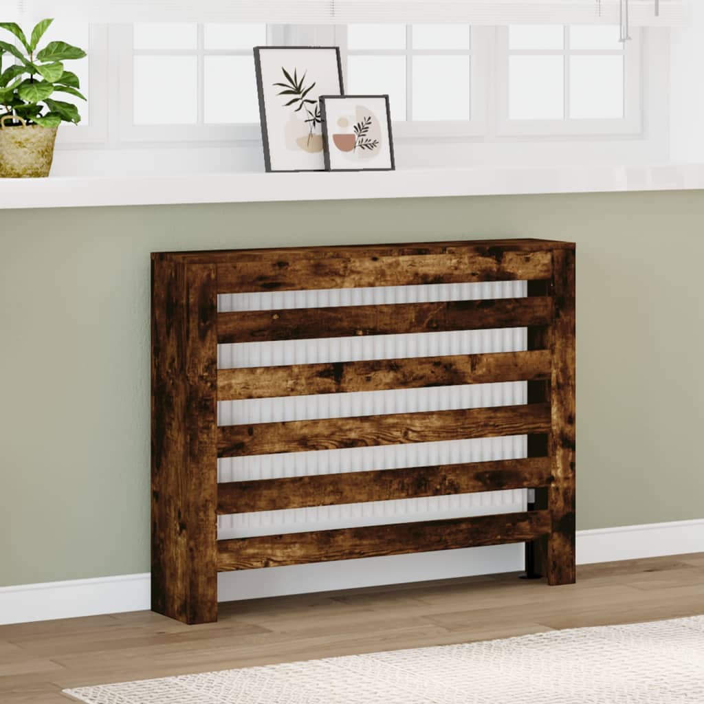 Radiator Cover Smoked Oak 104x20x82 cm Engineered Wood