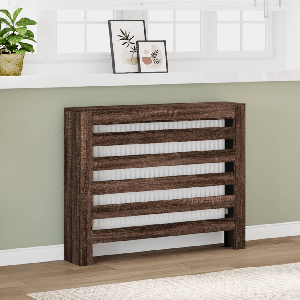 Radiator Cover Brown Oak 104x20x82 cm Engineered Wood