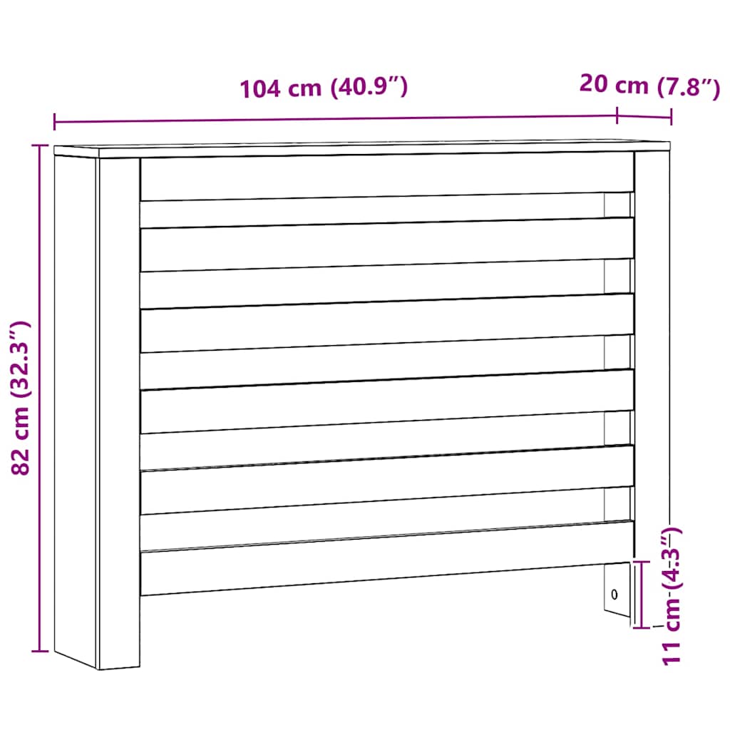 Radiator Cover Artisian Oak 104x20x82 cm Engineered Wood
