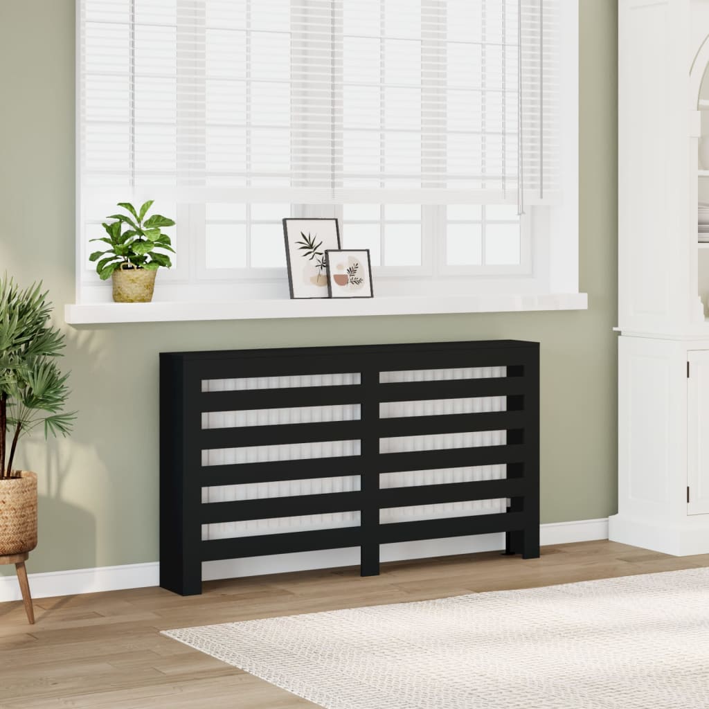 vidaXL Radiator Cover Black 149x20x82 cm Engineered Wood