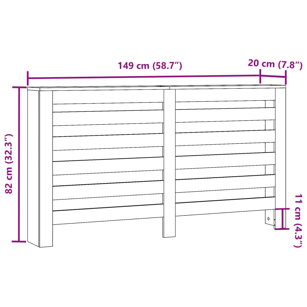 Radiator Cover Brown Oak 149x20x82 cm Engineered Wood