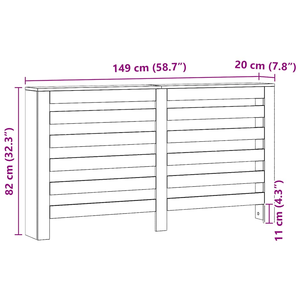 Radiator Cover Artisian Oak 149x20x82 cm Engineered Wood