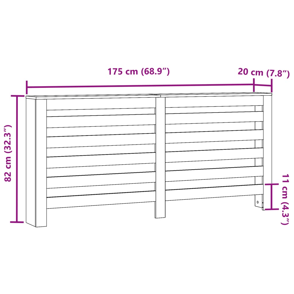 Radiator Cover Old Wood 175x20x82 cm Engineered Wood