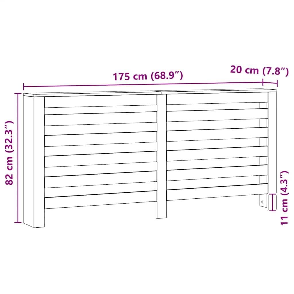 Radiator Cover Artisian Oak 175x20x82 cm Engineered Wood