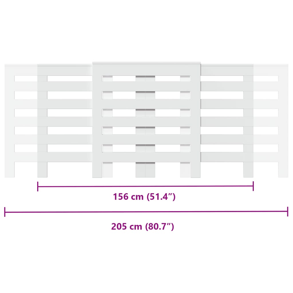 Radiator Cover White 205x21,5x83,5 cm Engineered Wood