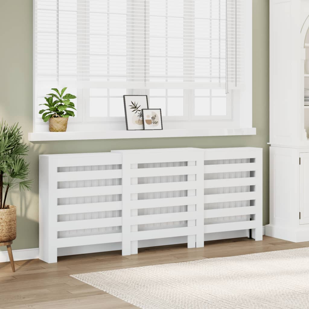 Radiator Cover White 205x21,5x83,5 cm Engineered Wood