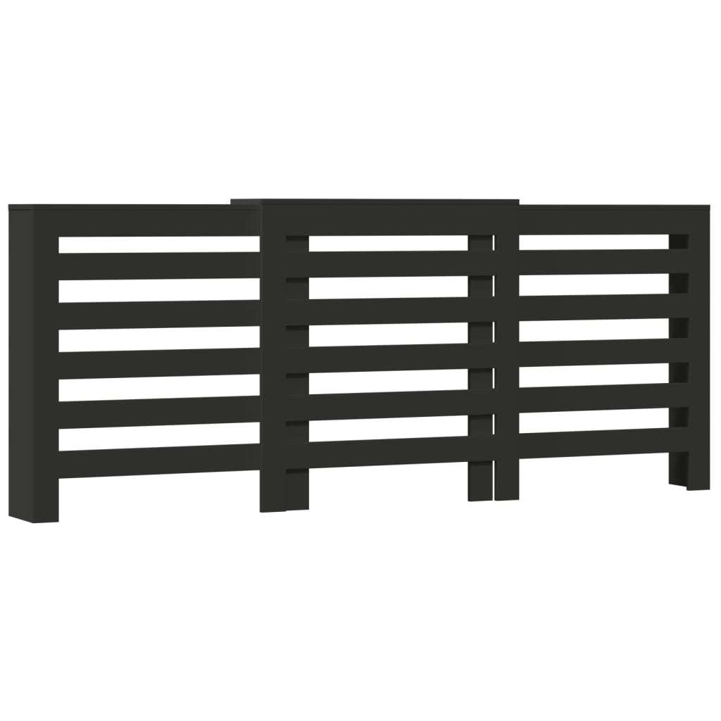 Radiator Cover Black 205x21.5x83.5 cm Engineered Wood