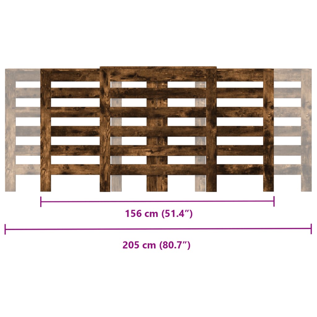 Radiator Cover Smoked Oak 205x21,5x83,5 cm Engineered Wood