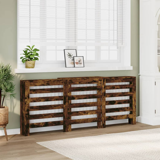 Radiator Cover Smoked Oak 205x21.5x83.5 cm Engineered Wood