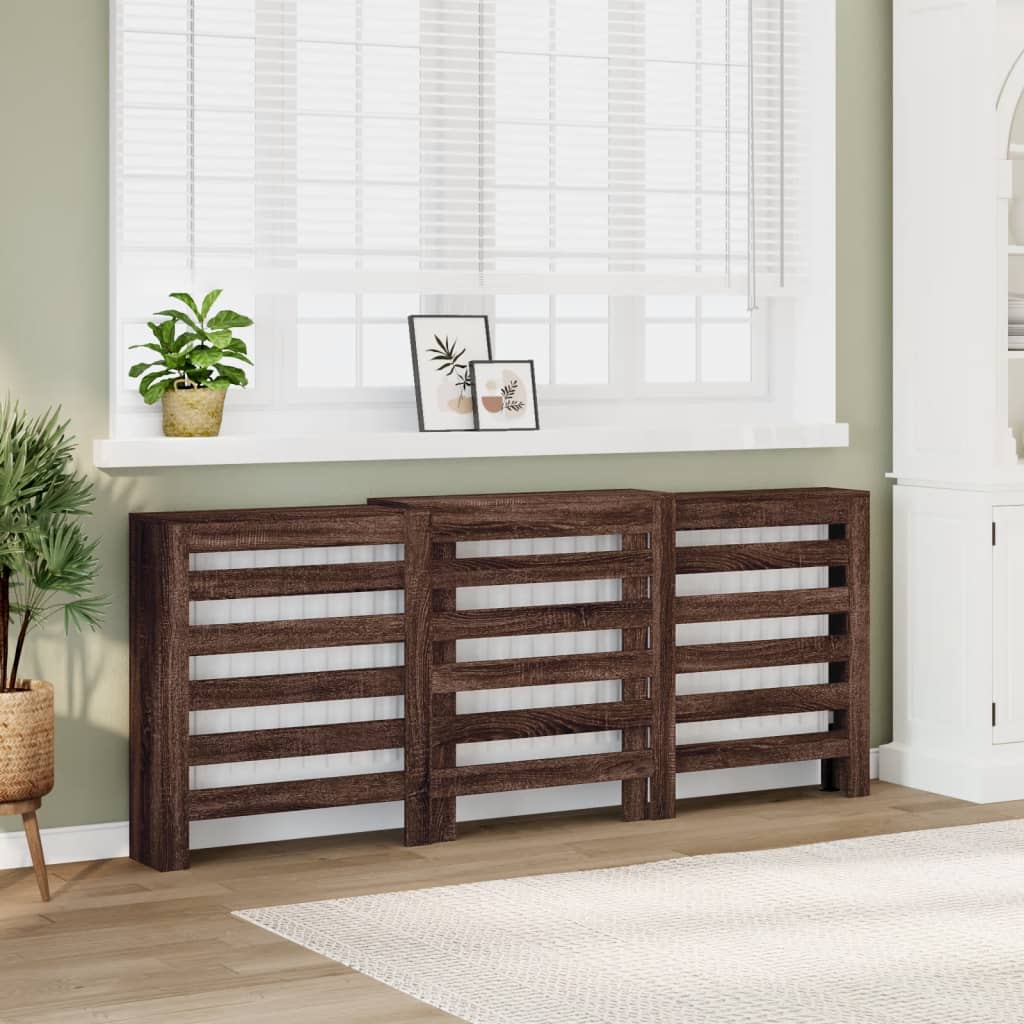 Radiator Cover Brown Oak 205x21.5x83.5 cm Engineered Wood