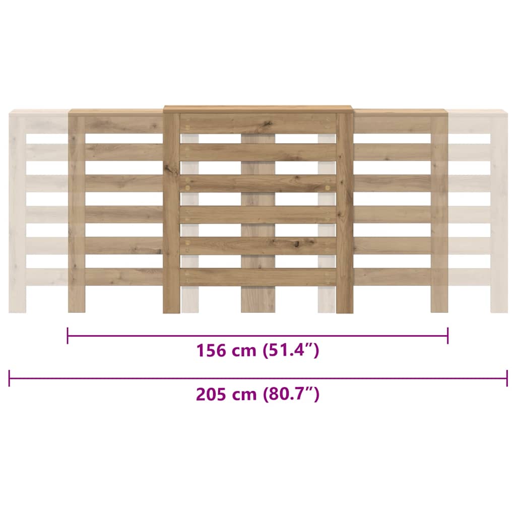 Radiator Cover Artisian Oak 205x21.5x83.5 cm Engineered Wood