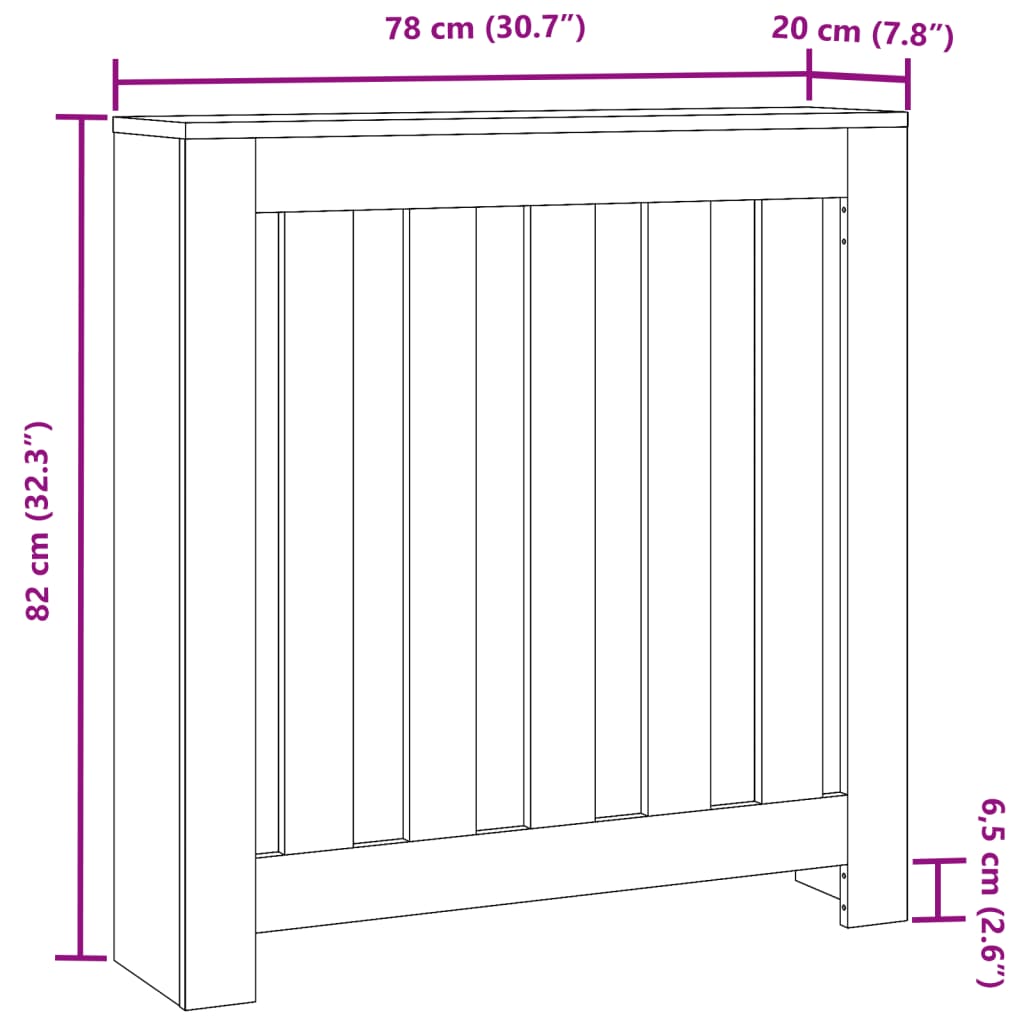 vidaXL Radiator Cover Black 78x20x82 cm Engineered Wood