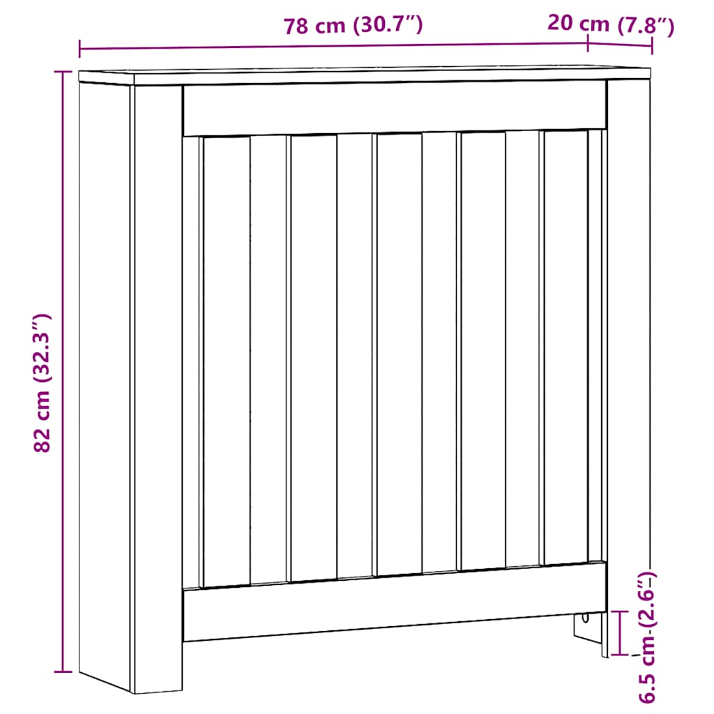 Radiator Cover Artisan Oak 78x20x82 cm Engineered Wood