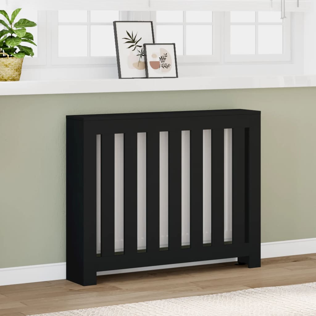 Radiator Cover Black 104x20x82 cm Engineered Wood