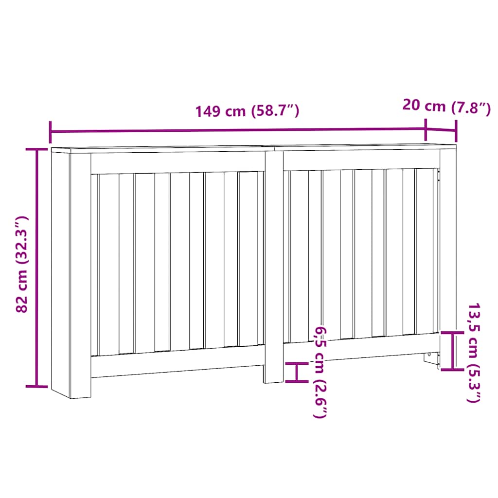 Radiator Cover Smoked Oak 149x20x82 cm Engineered Wood
