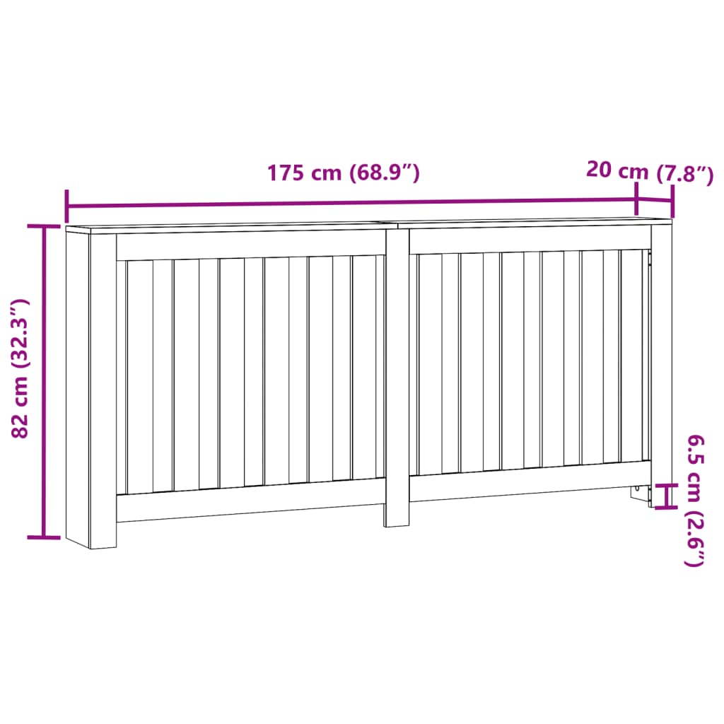 Radiator Cover Concrete Grey 175x20x82 cm Engineered Wood