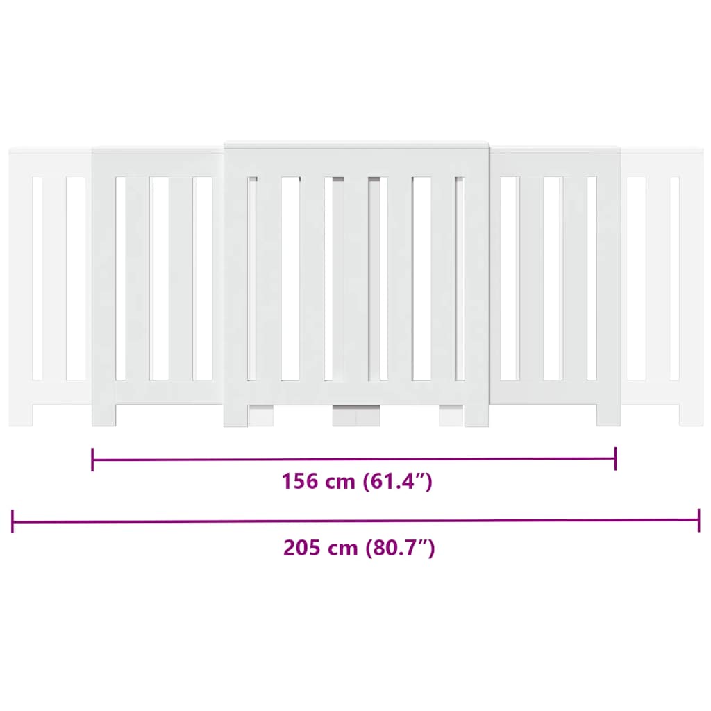 Radiator Cover White 205x21.5x83.5 cm Engineered Wood