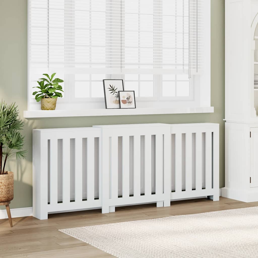 Radiator Cover White 205x21,5x83,5 cm Engineered Wood