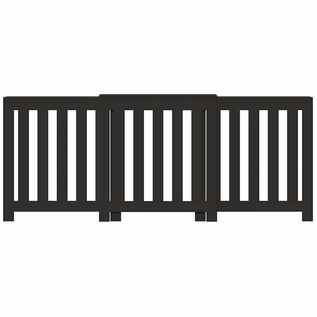Radiator Cover Black 205x21.5x83.5 cm Engineered Wood