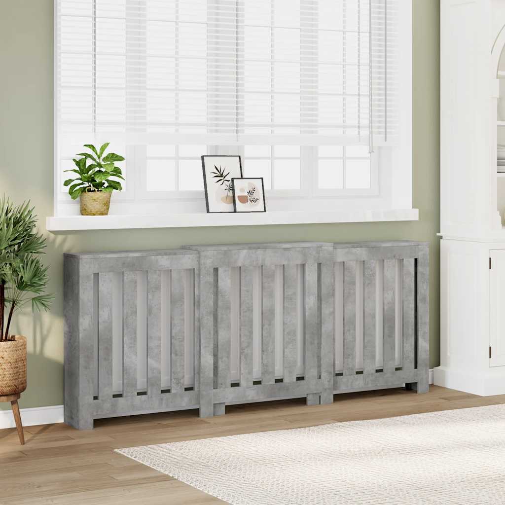 Radiator Cover Concrete Grey 205x21.5x83.5 cm Engineered Wood