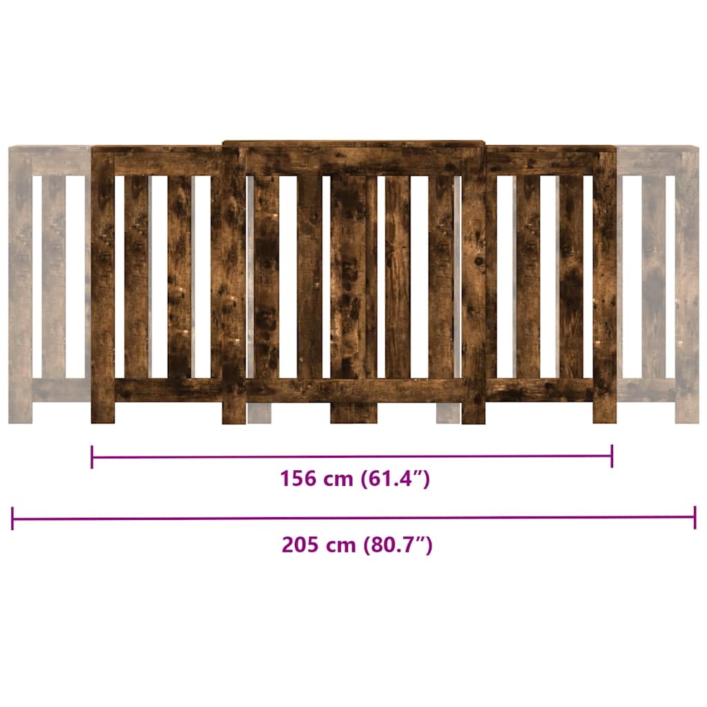 Radiator Cover Smoked Oak 205x21.5x83.5 cm Engineered Wood