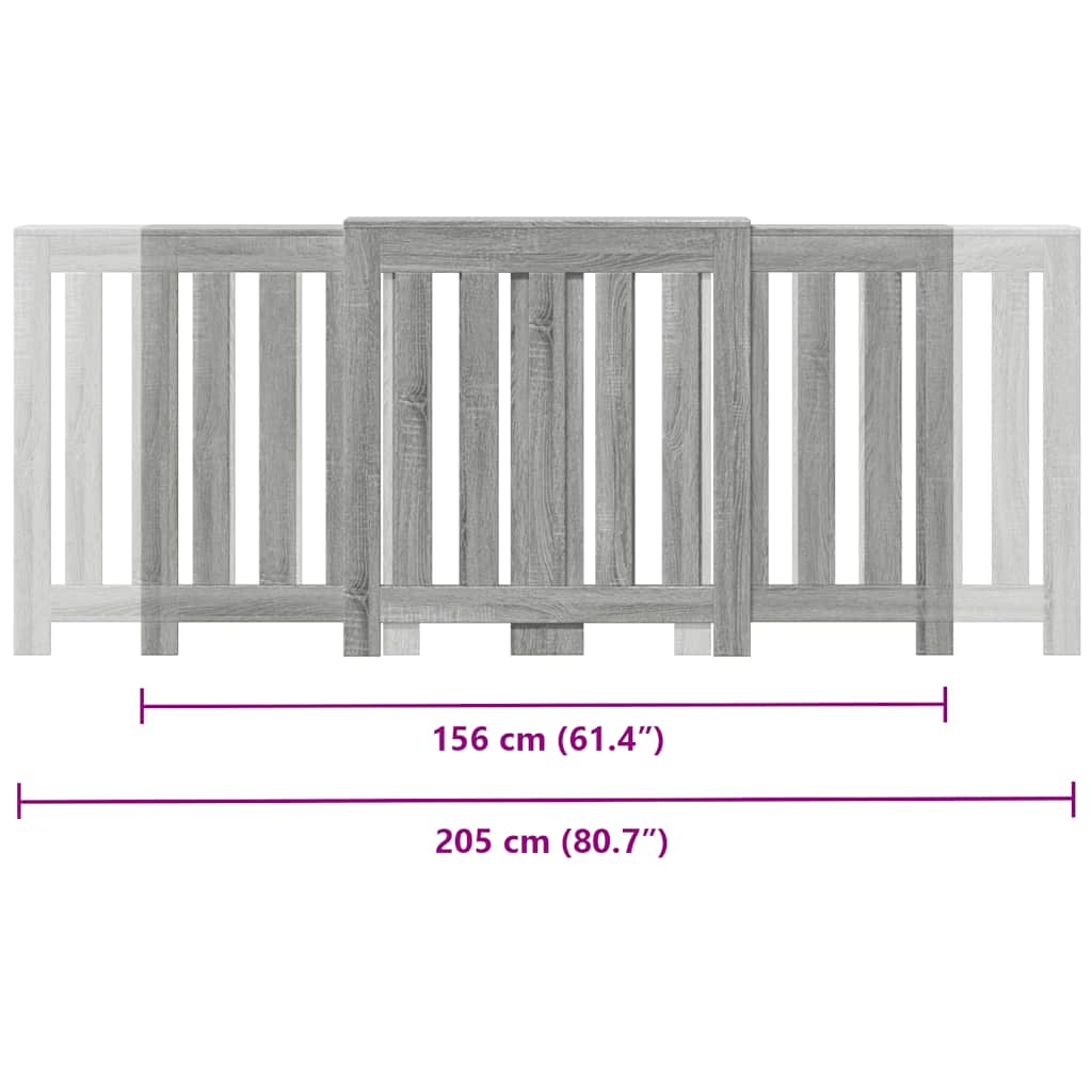 Radiator Cover Grey Sonoma 205x21.5x83.5 cm Engineered Wood