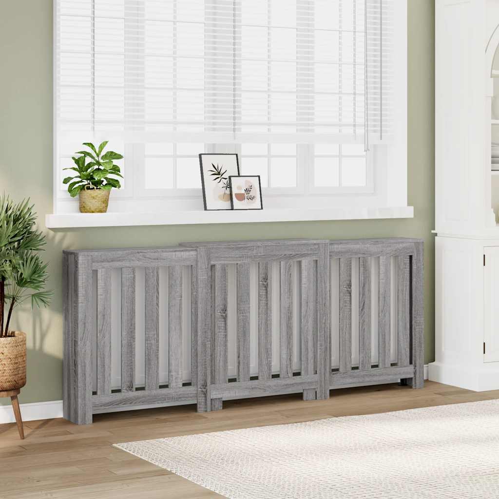 Radiator Cover Grey Sonoma 205x21,5x83,5 cm Engineered Wood