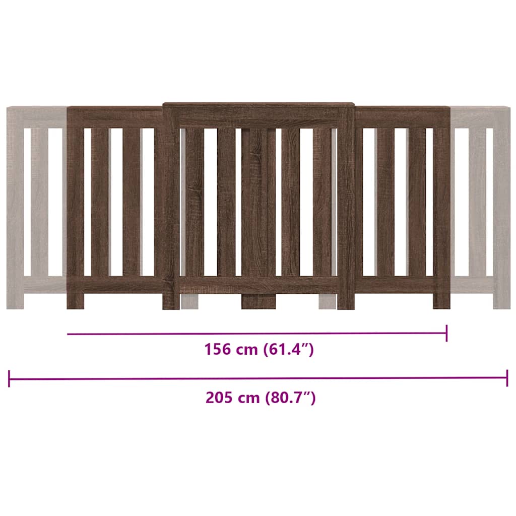 Radiator Cover Brown Oak 205x21,5x83,5 cm Engineered Wood