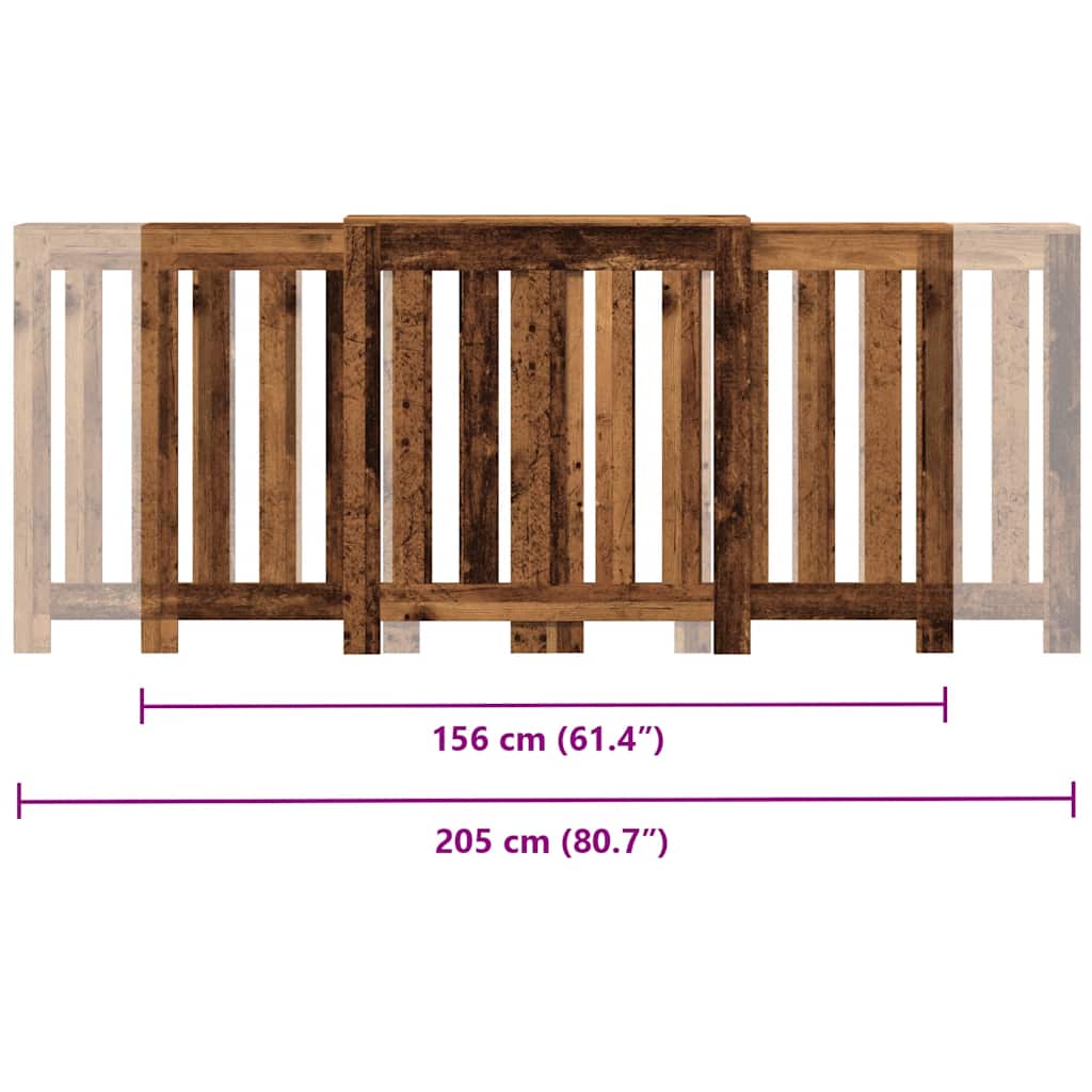 Radiator Cover Old Wood 205x21.5x83.5 cm Engineered Wood