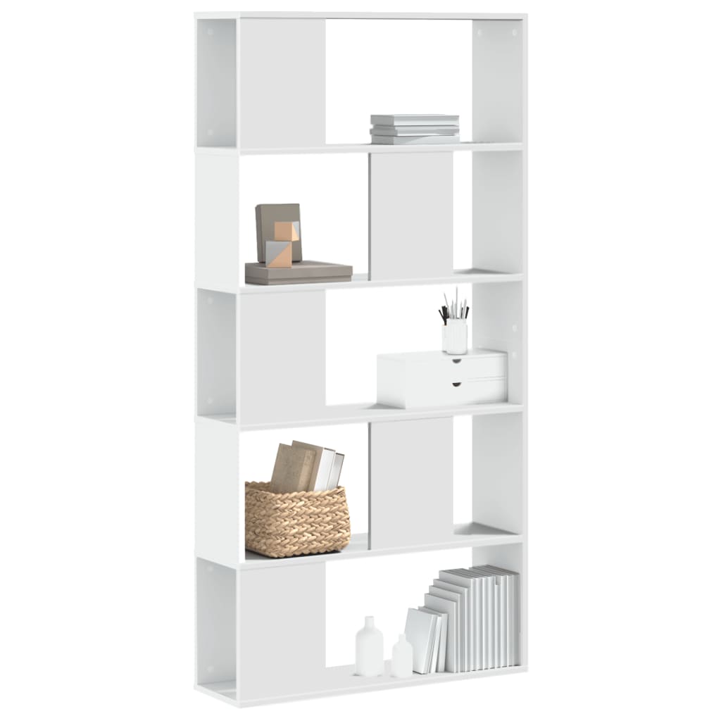 Bookcase 5-Tier White 80,5x23,5x162,5 cm Engineered Wood