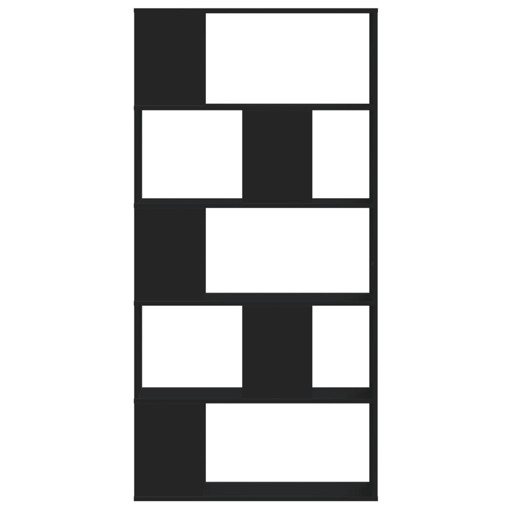 Bookcase 5-Tier Black 80,5x23,5x162,5 cm Engineered Wood